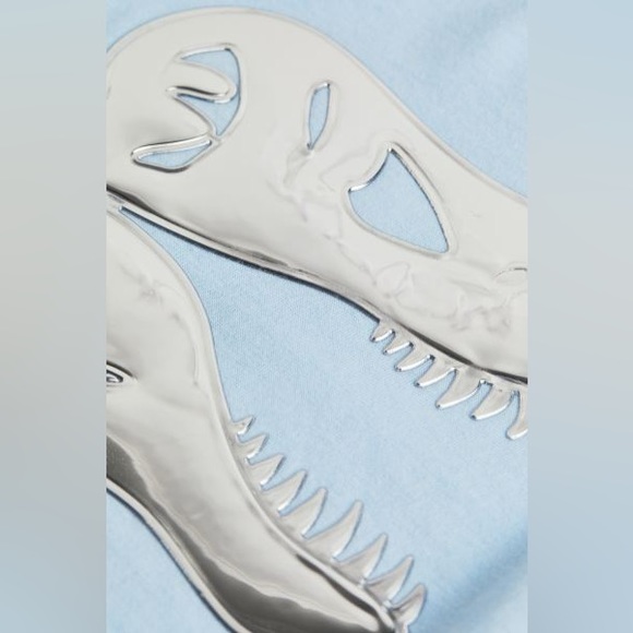 H&M Kids Light Blue Roooar Cotton SS Tee with Dinosaur Decoration - Picture 2 of 7